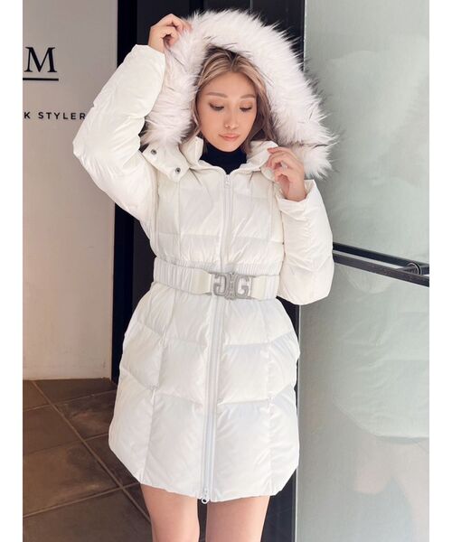 セール】SymmetryGYDAベルト付きロングダウンコート（ダウンジャケット