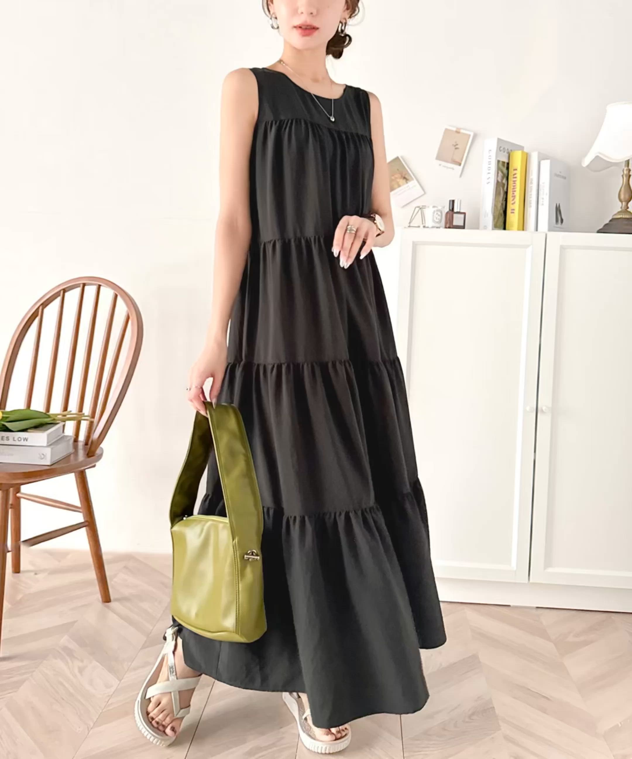 セール】洗練された大人フェミニン。 前後2WAY4段ティアードワンピース