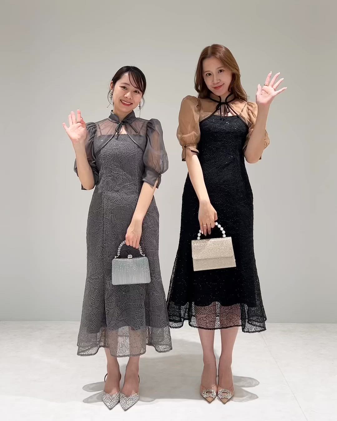 セール】【LEJA】スパンコール刺しゅうボタニカルマーメイドケープ