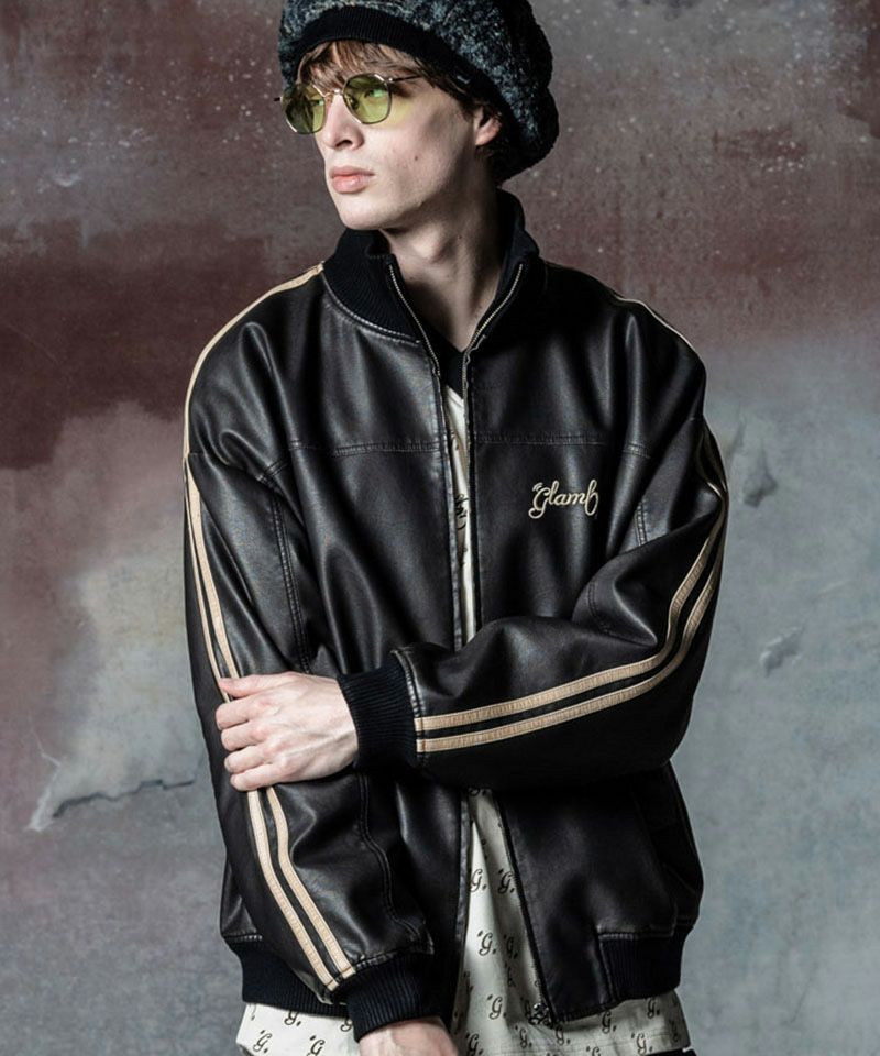 30%OFF【glamb(グラム)】Synth Leather Track Jacket シンセレザー