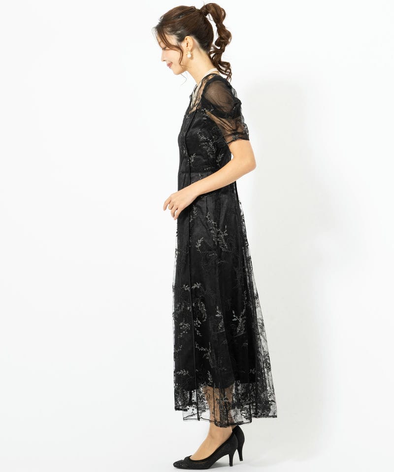 FRAY I.D フレイアイディー コードフラワーレースドレス ブラック系