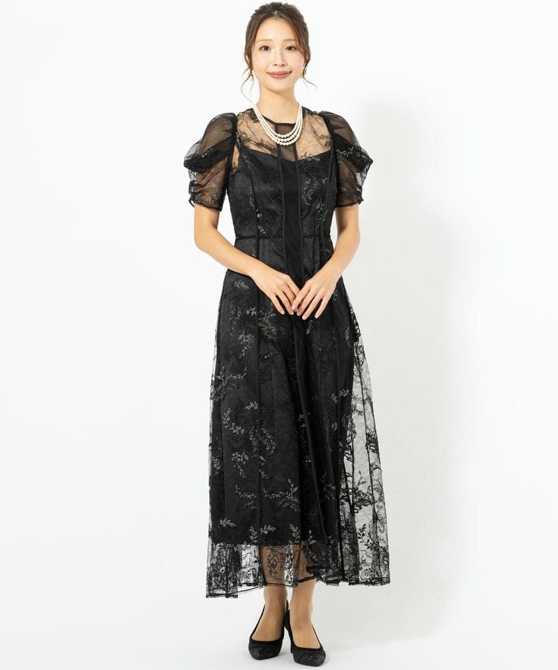 FRAY I.D フレイアイディー コードフラワーレースドレス ブラック系