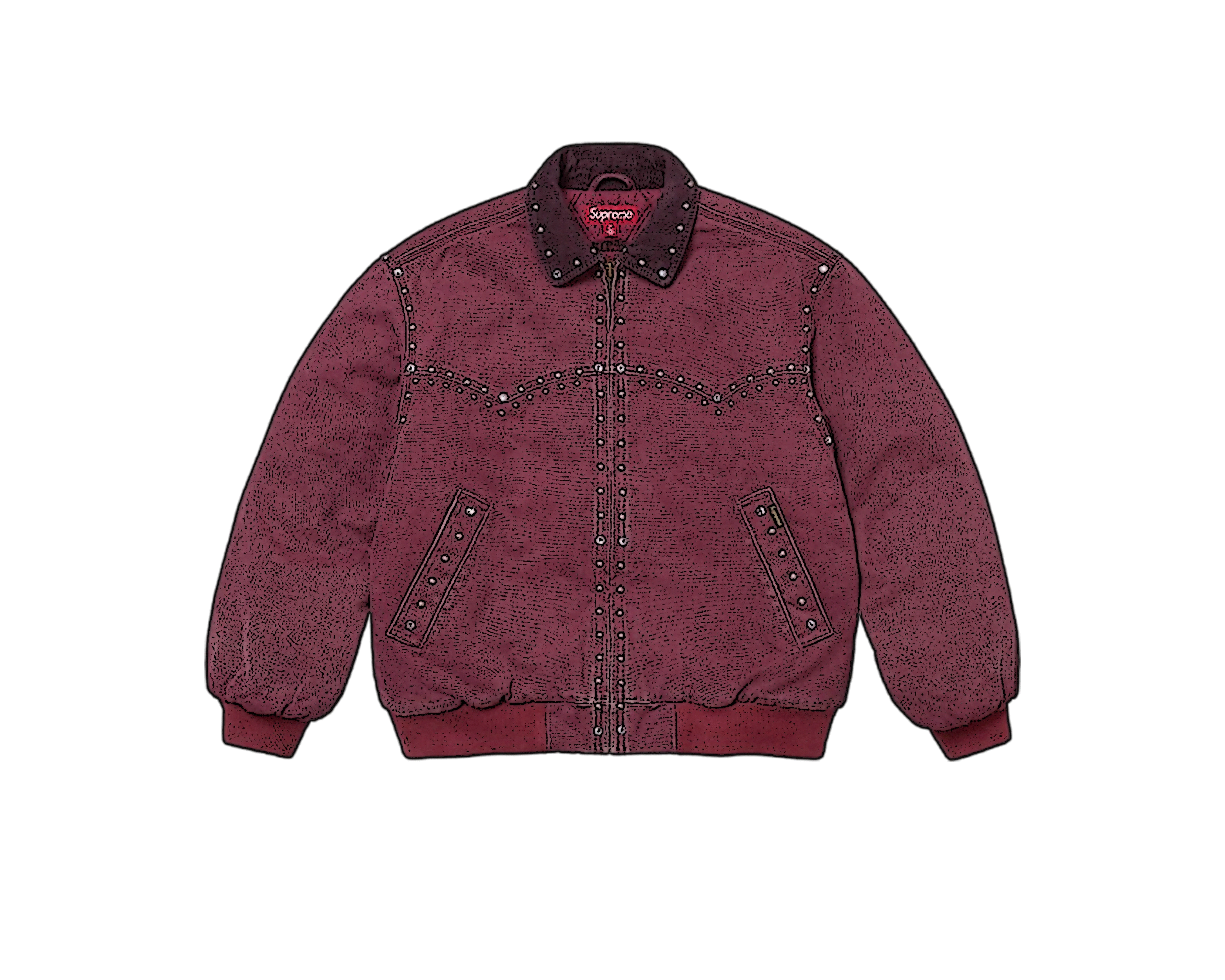 CARRYME/Supreme × B.B. Simon Studded Work Jacket Burgundy