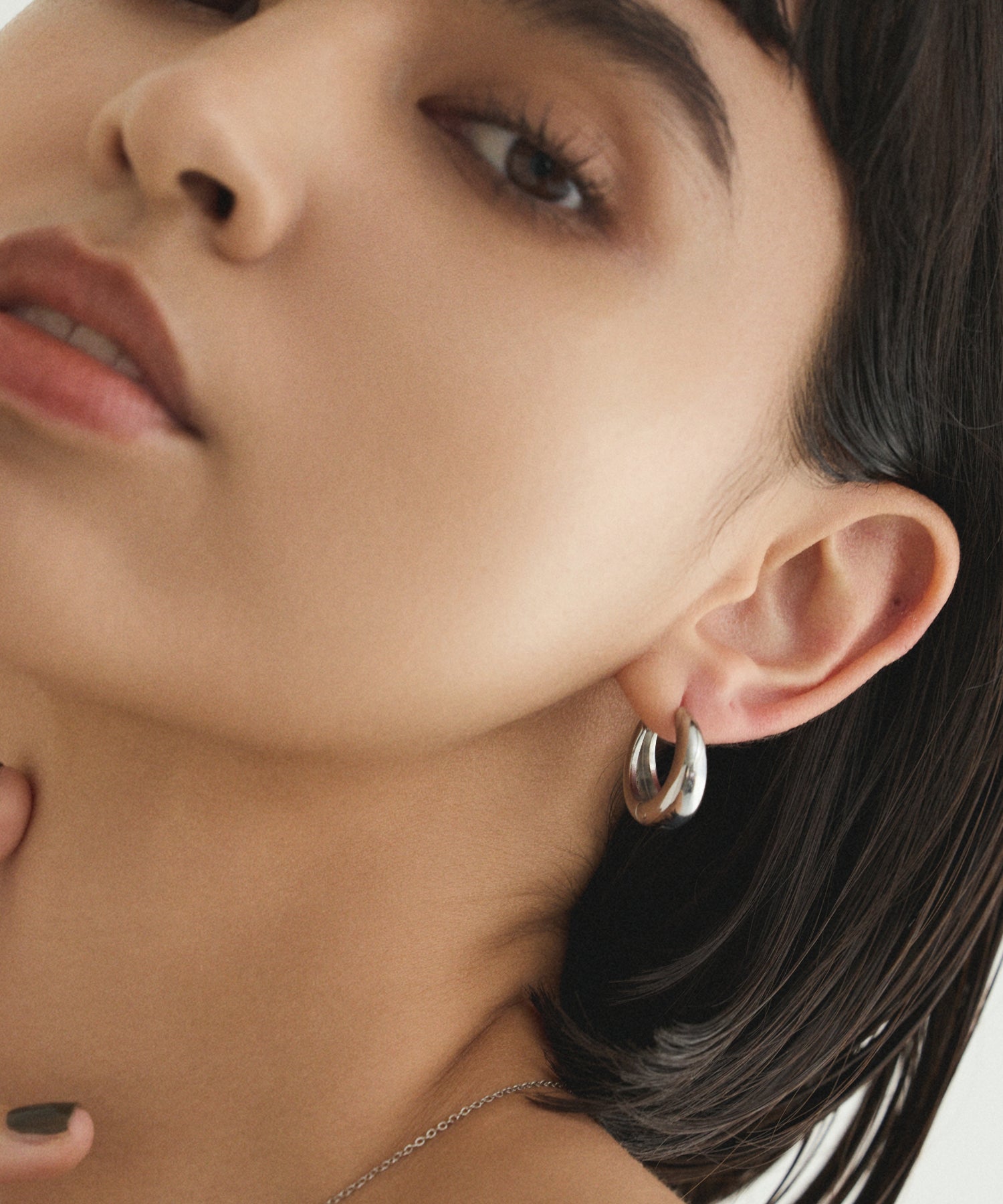 シルバー]ドロップフープピアス (big)