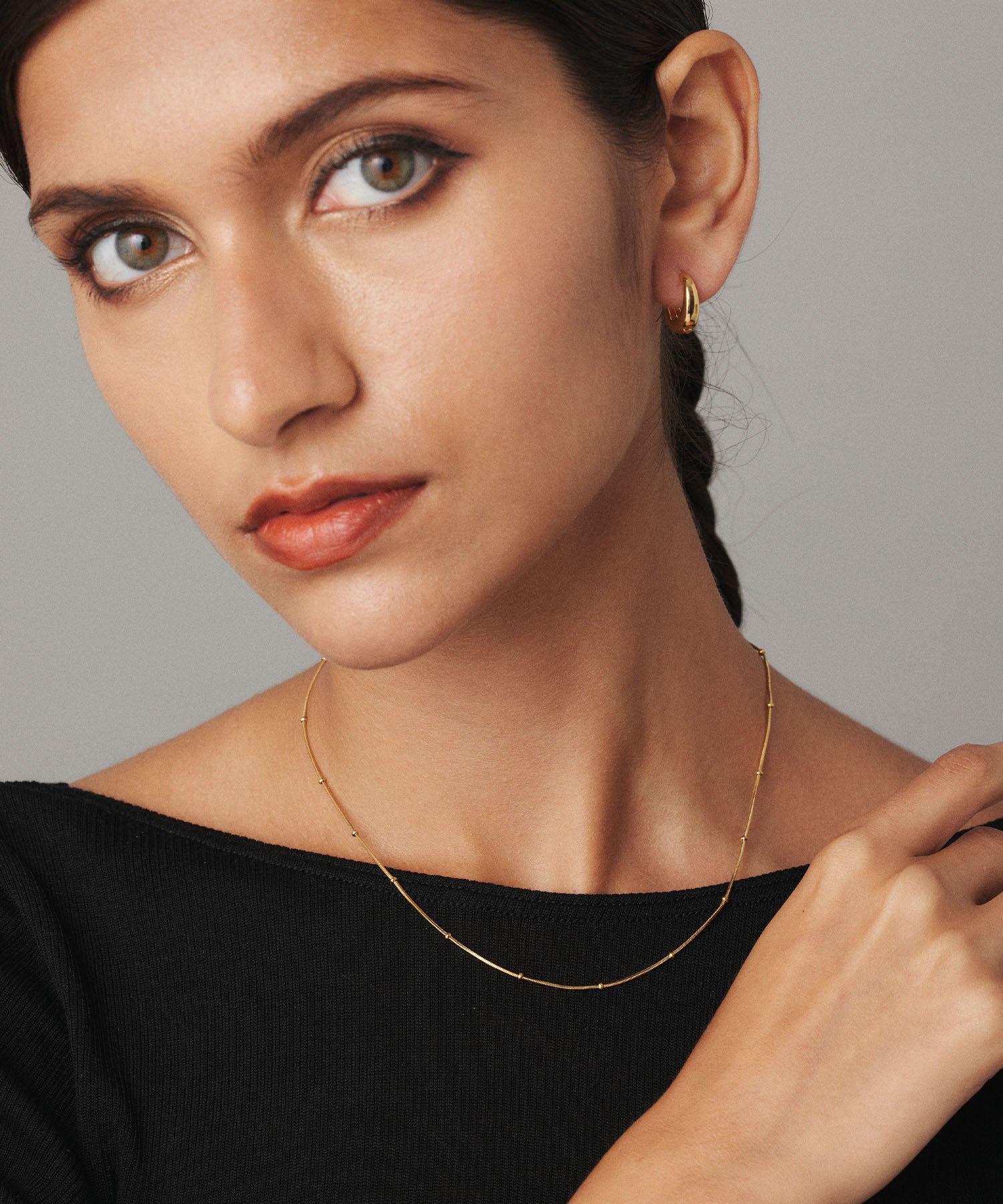 ゴールド]ドロップフープピアス