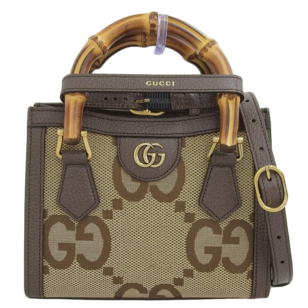 GUCCI Jumbo GG Diana Mini Tote 2WAY Handbag Crossbody Bamboo