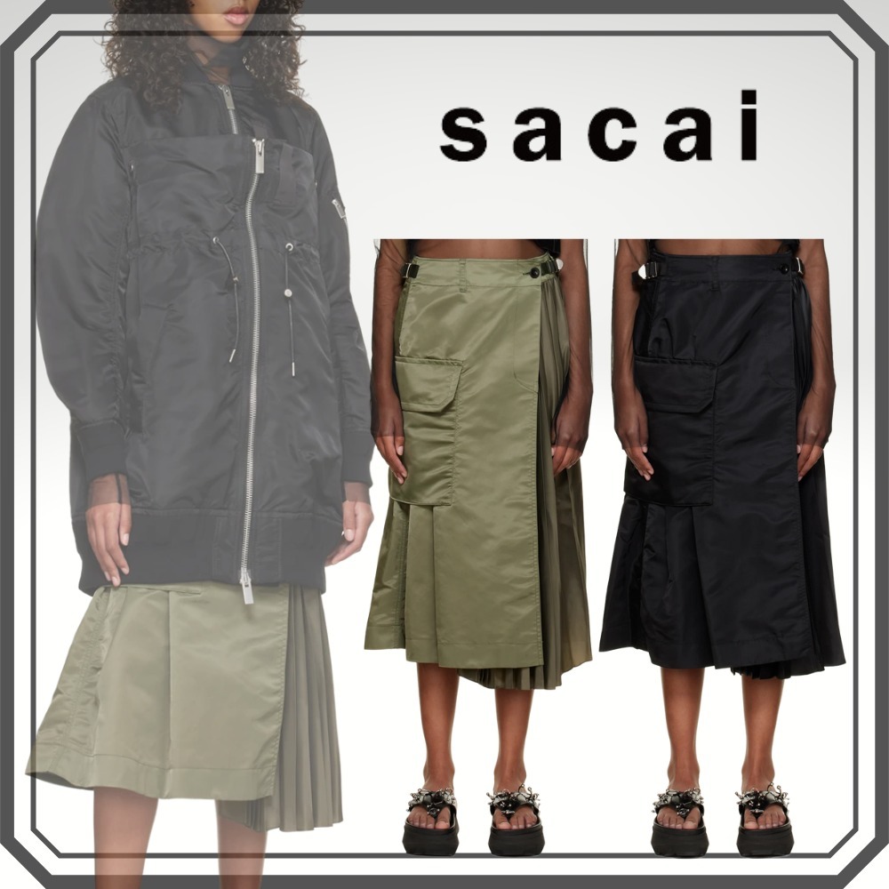 ◇関税込◇*sacai*ナイロンツイル アシンメトリ ミディ スカート