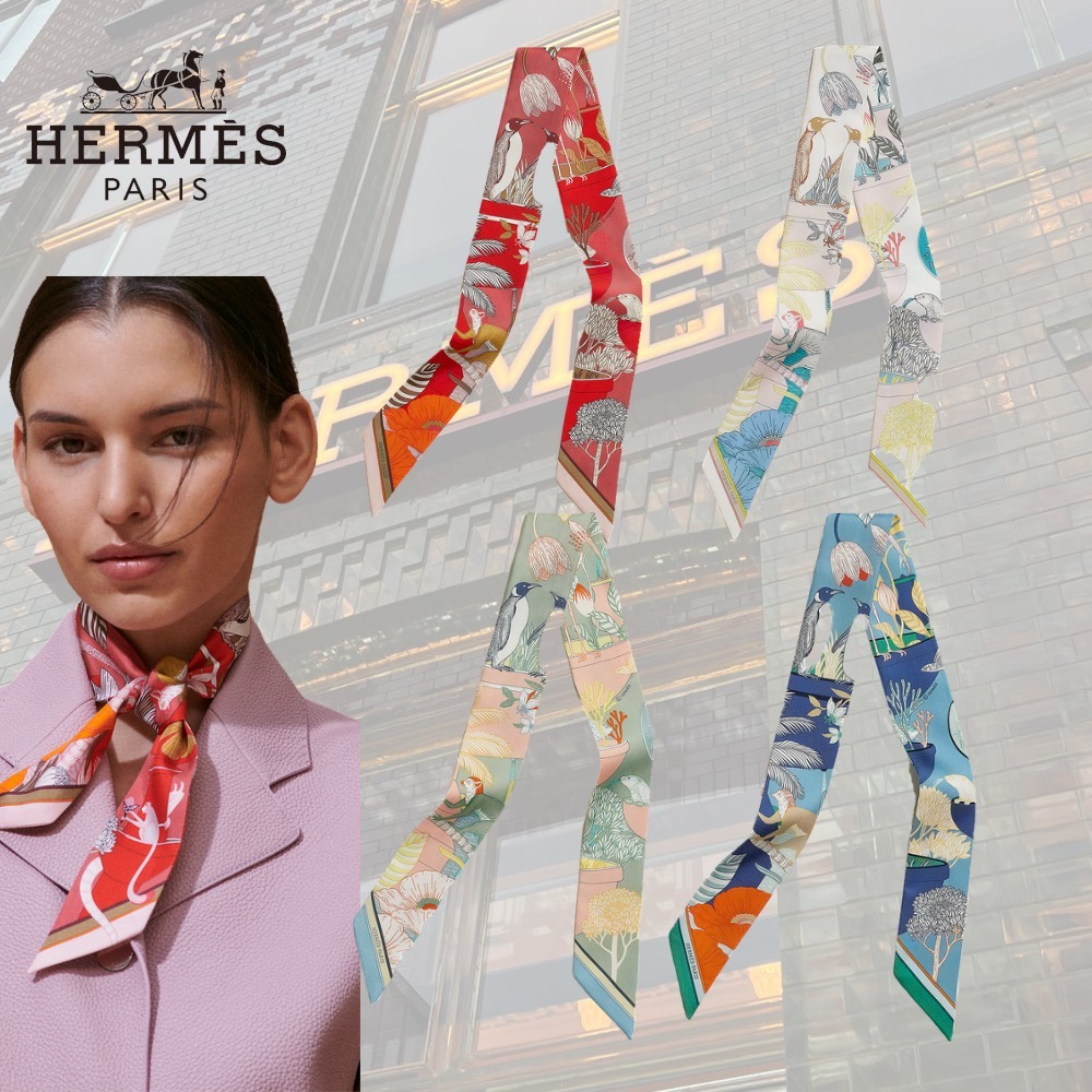 コーデのポイントに】HERMES ツイリー プレシャスパラダイス (HERMES