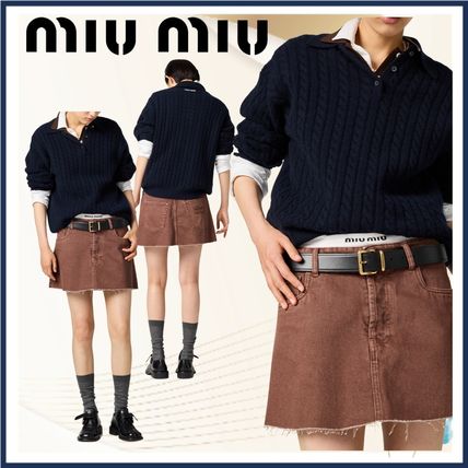 デニム ブラウン（茶色）系 S MiuMiu(ミュウミュウ) ミニスカート