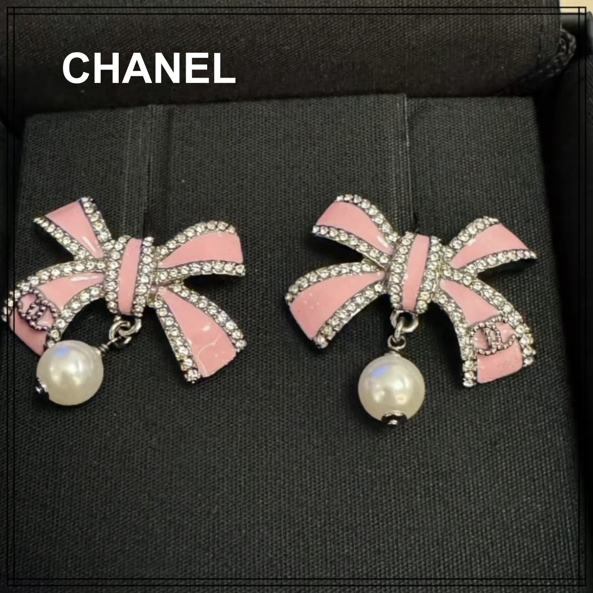 た*や様 正規品CHANELリボンモチーフ・ロングチェーンピアス た*や様