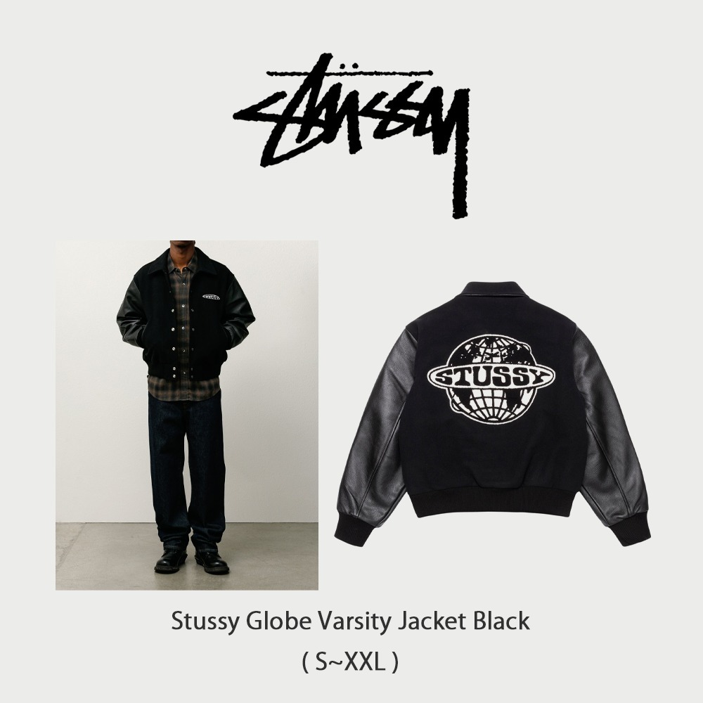 Stussy】 正規品☆ Globe Varsity Jacket Black ☆人気 (STUSSY