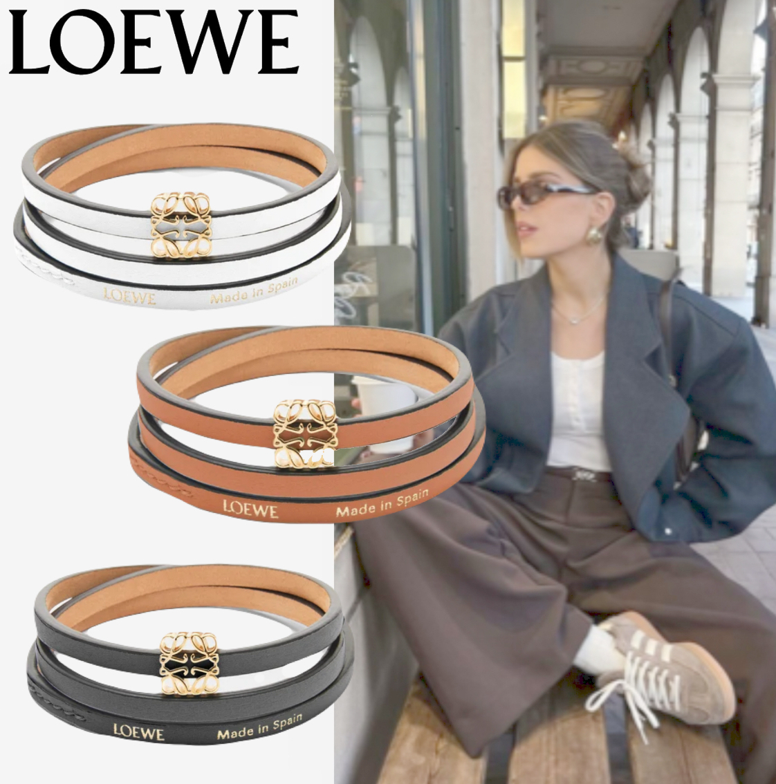 ギフトに最適♪】LOEWE アナグラム ツイスト バングル カーフ (LOEWE