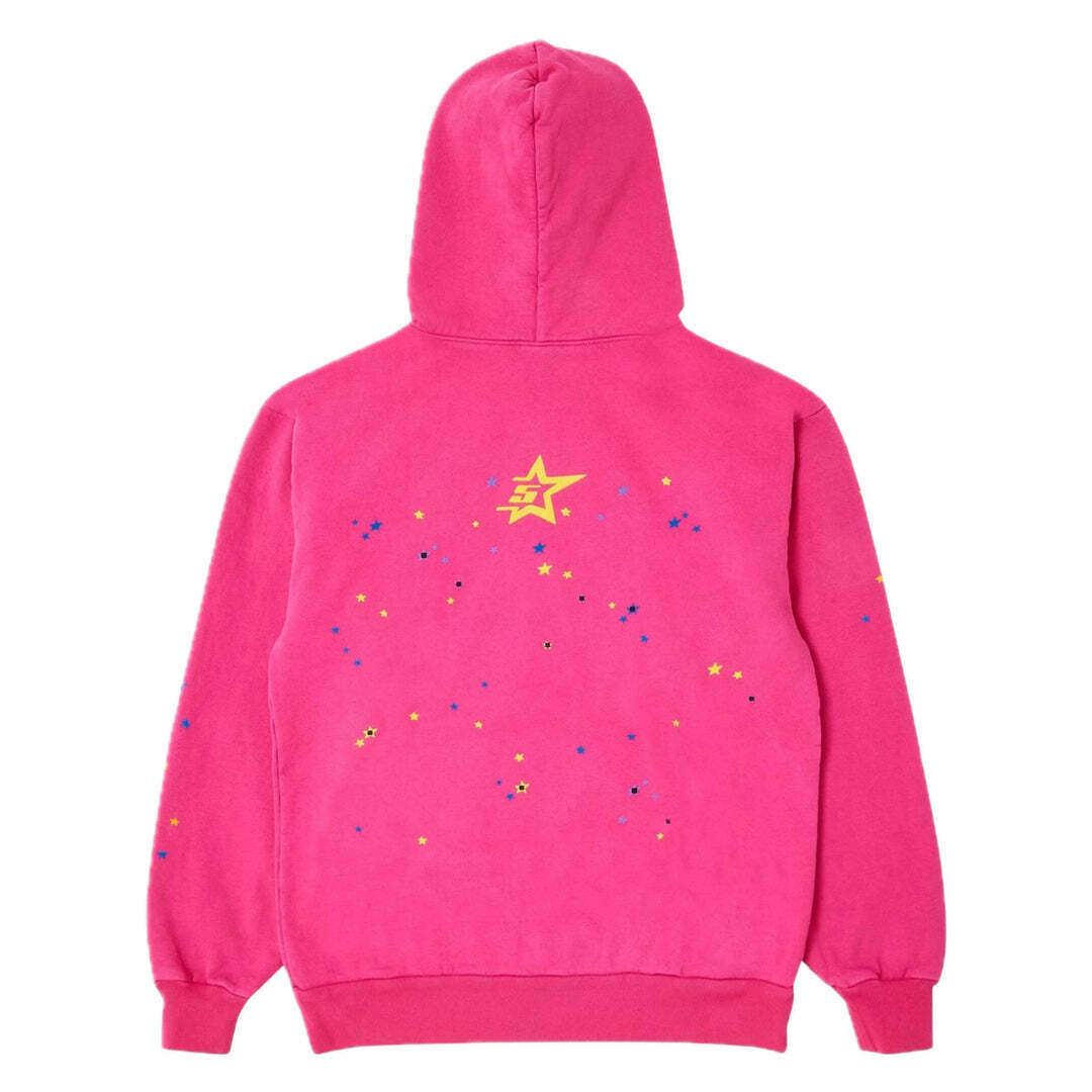 Sp5der】スパイダー Web Hoodie Pink Multi Star Rhinestone (SP5DER