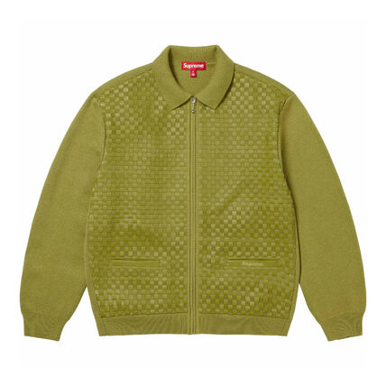 Supreme】Woven Leather Zip Up Cardigan☆Green☆24FW☆ (Supreme