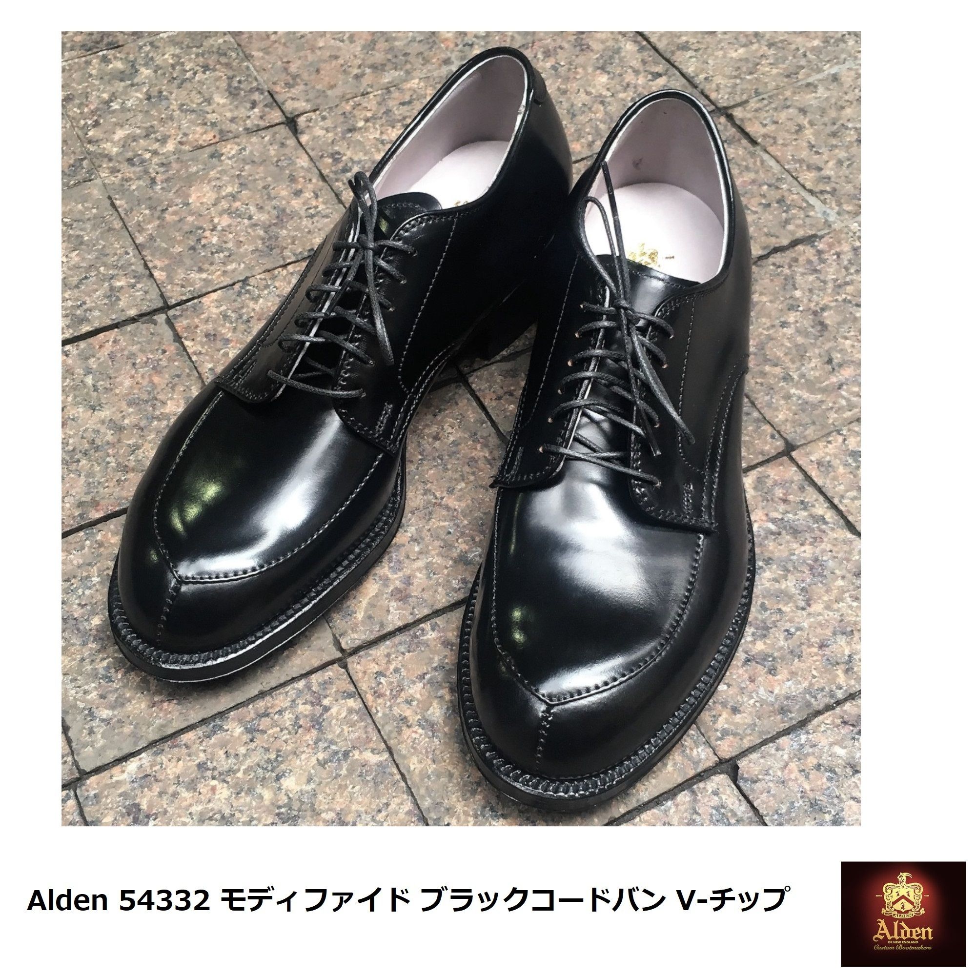 Alden] 54332 モディファイド ブラックコードバン V-チップ (ALDEN