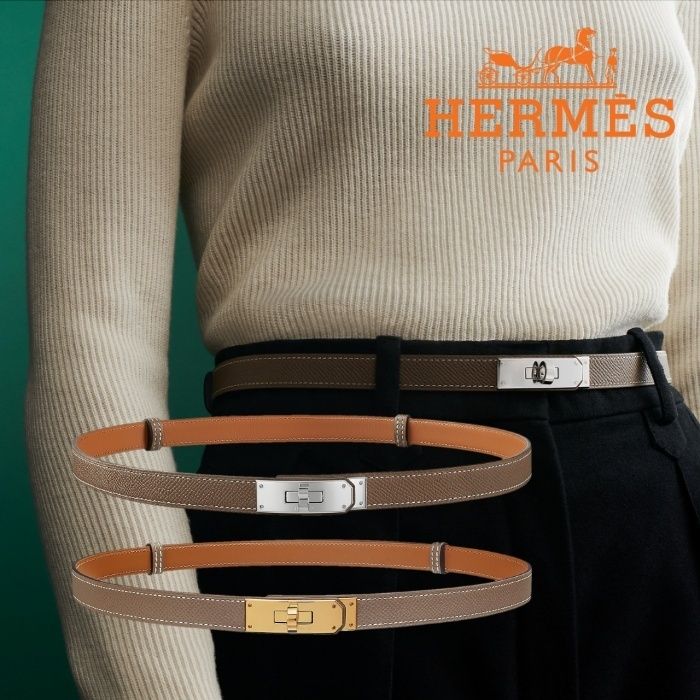 人気☆》エルメスKellyベルト エトゥープ シルバーゴールド (HERMES