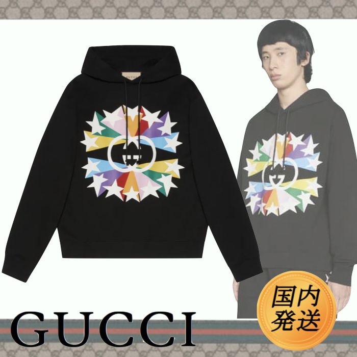 国内発☆GUCCI】星 インターロッキングG フーディ レインボー (GUCCI