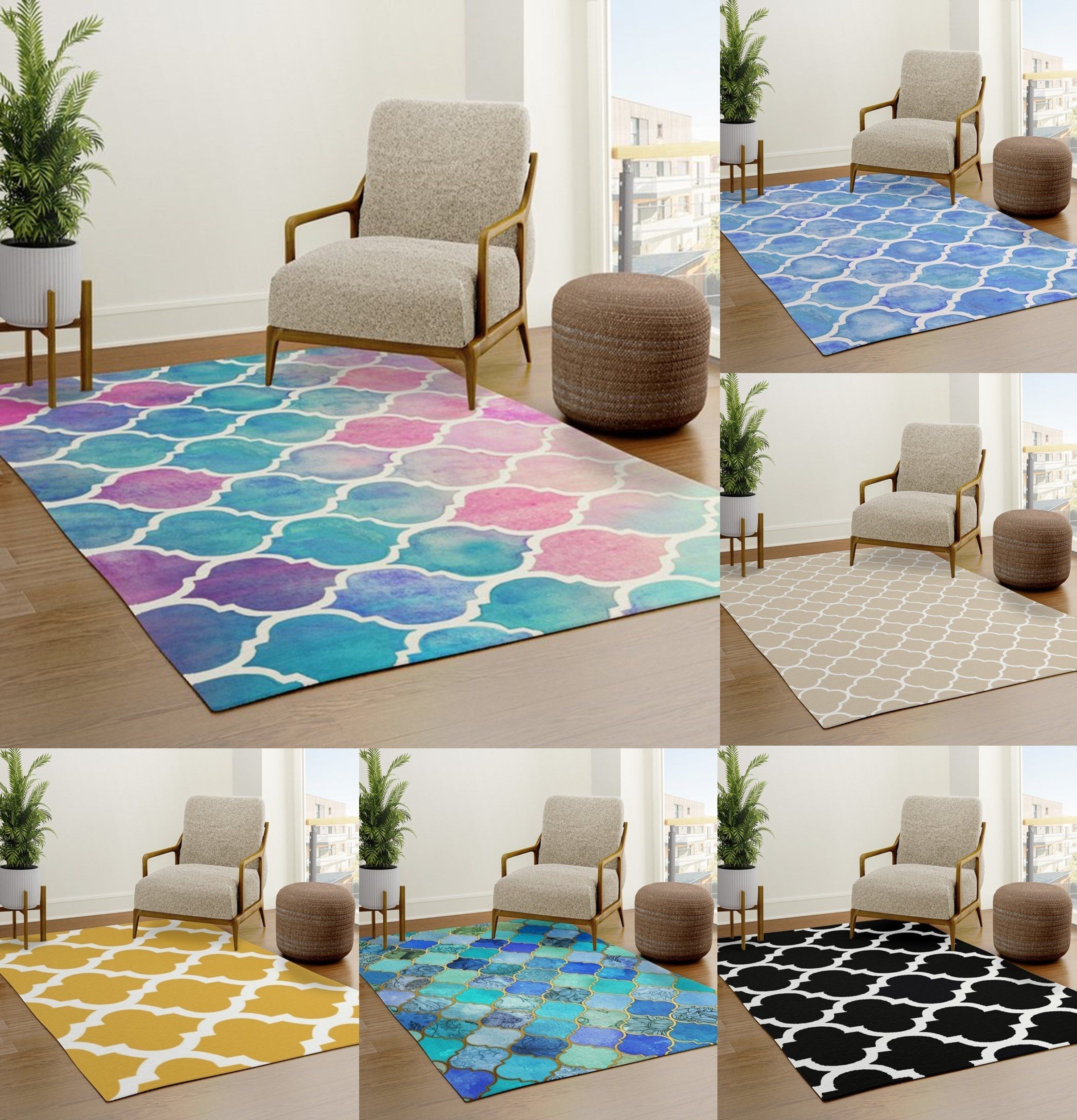 エリアラグ/162種類/モロッカン柄モロッコ柄/約182cm × 約274cm