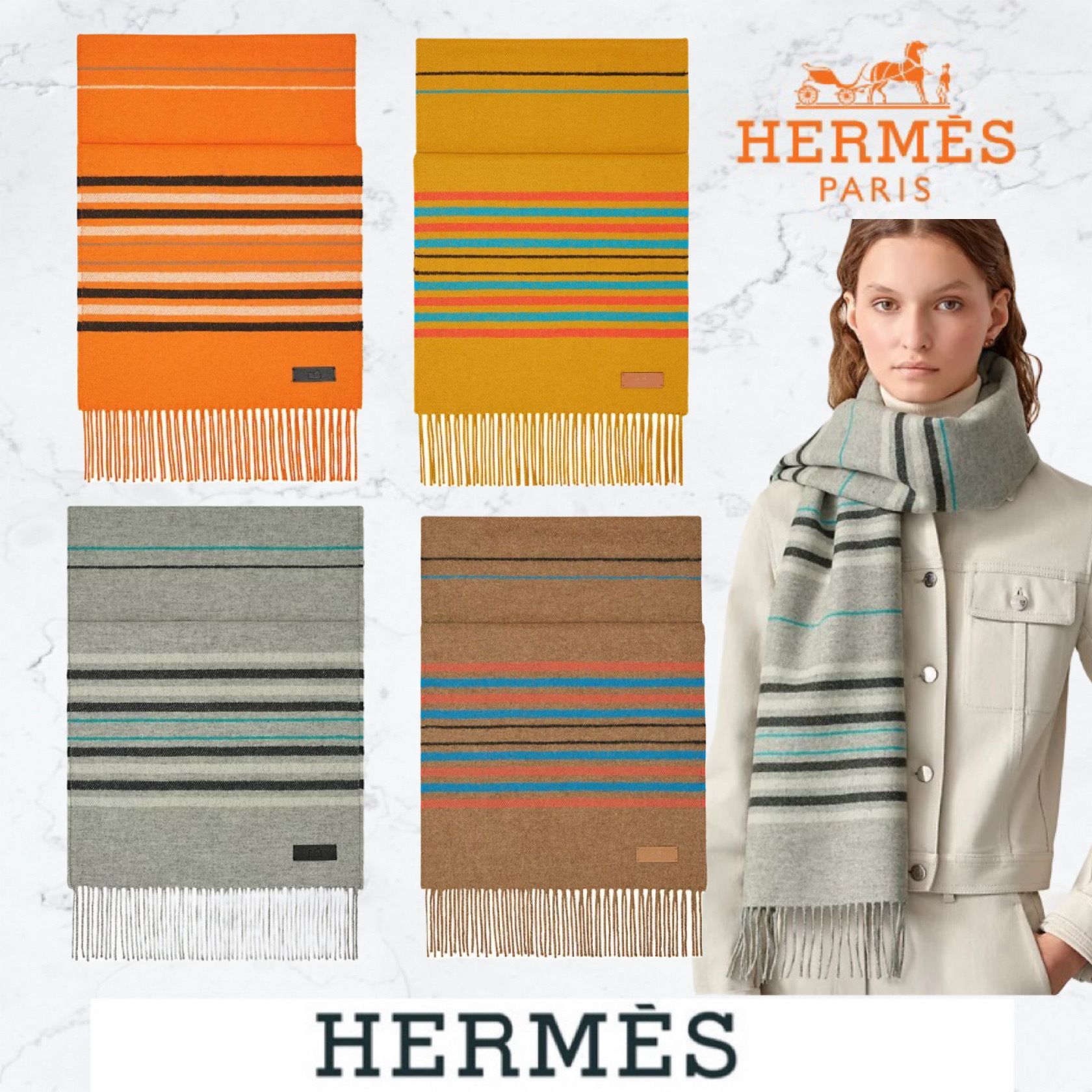 新作☆》HERMES マフラー 《ネオ・ロカバール》カシミア (HERMES