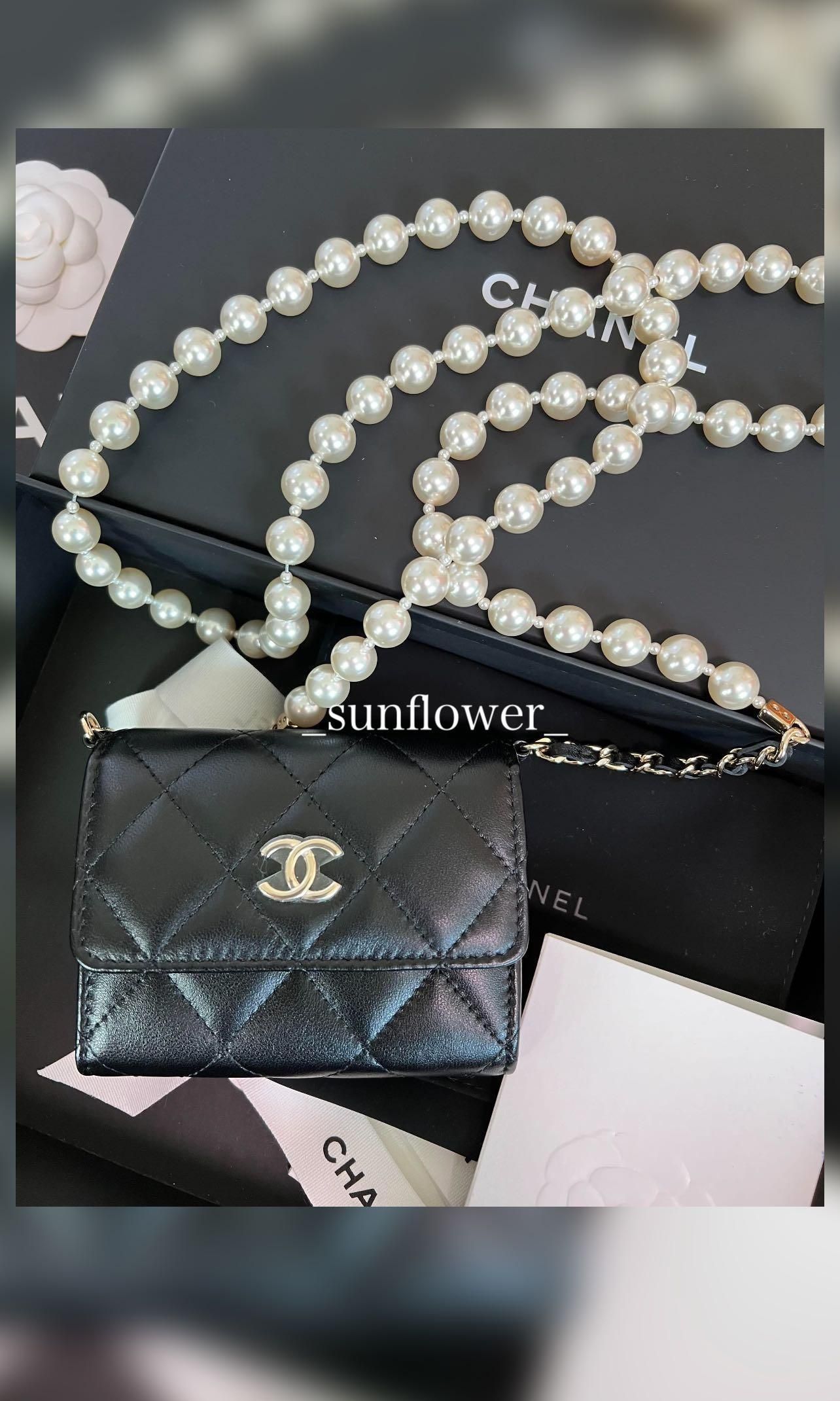 シャネル クラシック パールチェーン付きカードケース (CHANEL