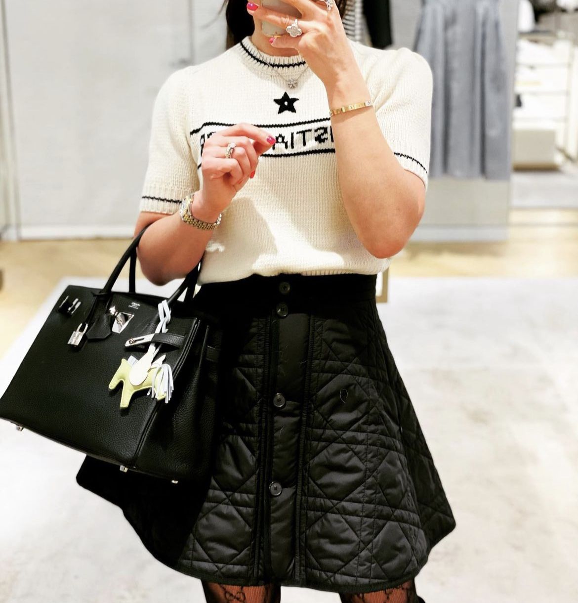 キルティングが可愛い♡【Dior】ミニスカート ブラック (Dior/スカート