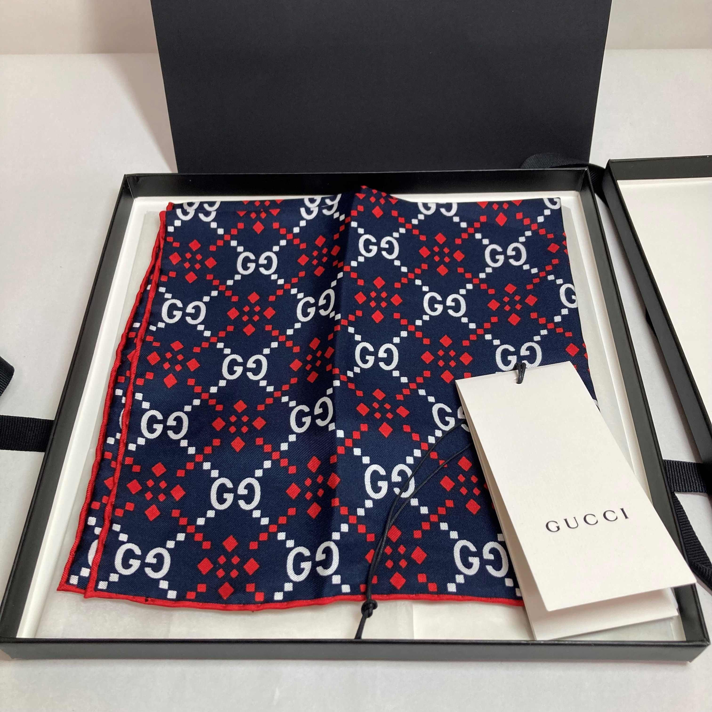 即発送!GUCCI シルク スカーフ ポケットチーフ ハンカチ GGロゴ (GUCCI