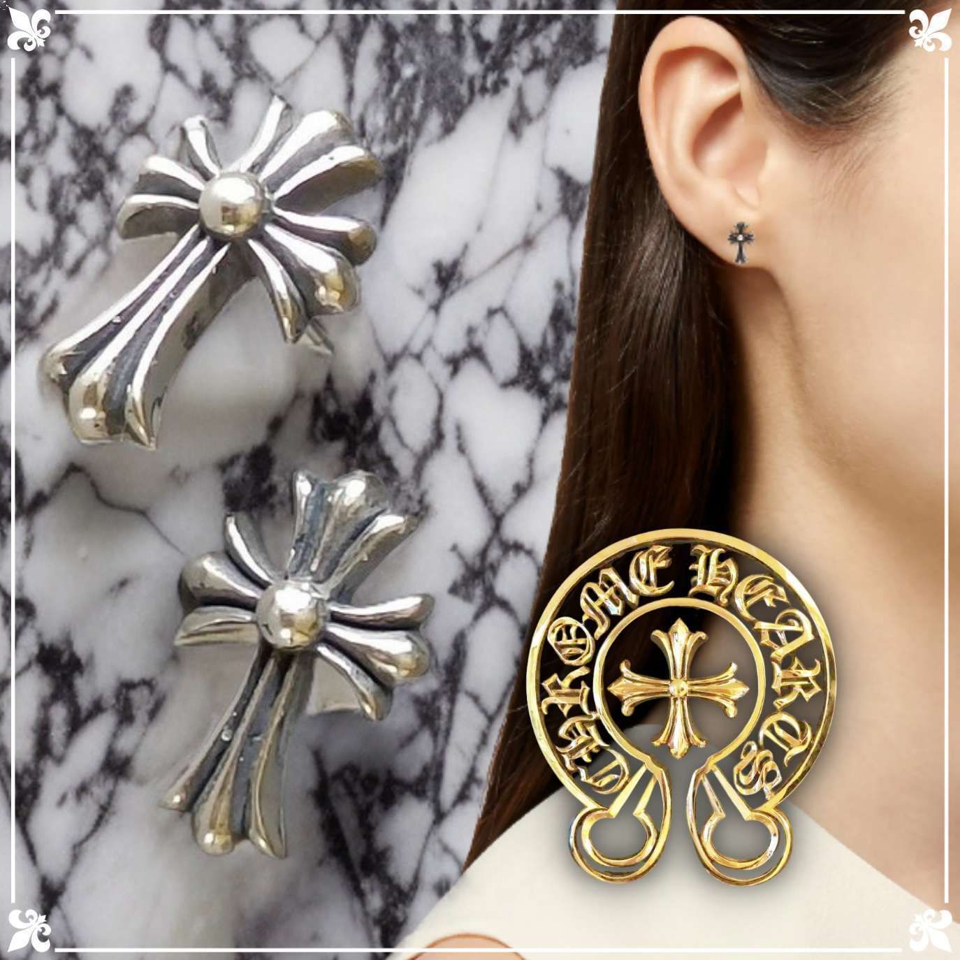 ☆クロムハーツ☆超厳選☆セレブも愛用☆クロスピアス (CHROME HEARTS