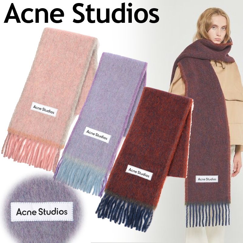 国内発送 **Acne Studios** モヘアウールフリンジスカーフ (Acne