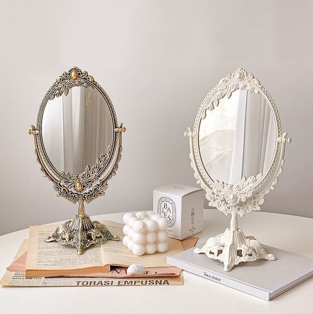 プレミアム アンティーク卓上ミラー【Mサイズ】(21x37cm) (MADEMODE