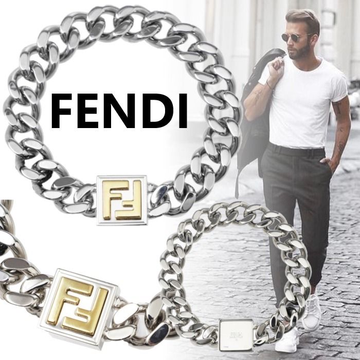 国内直営**FENDI** パラジウム＆ゴールドカラー ブレスレット (FENDI