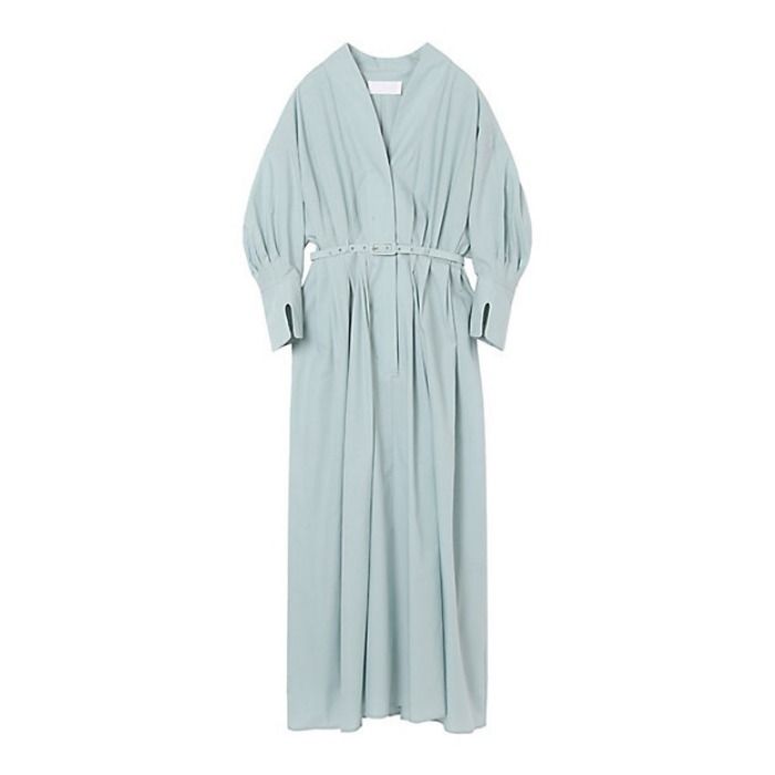 マメクロゴウチ】コットンシャンブレー タック シャツドレス (Mame