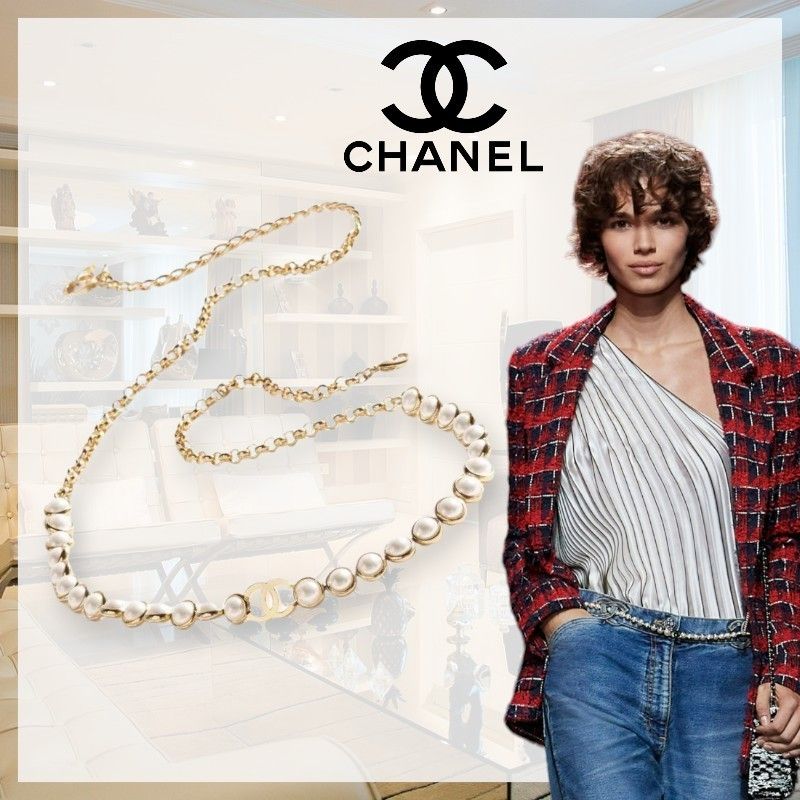 上品なパールが輝く】 CHANEL CCロゴ チェーンベルト (CHANEL/ベルト