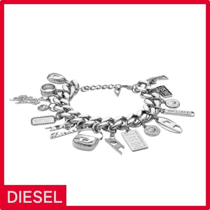 DIESEL＊ステンレススティール チャーム チェーンブレスレット (DIESEL