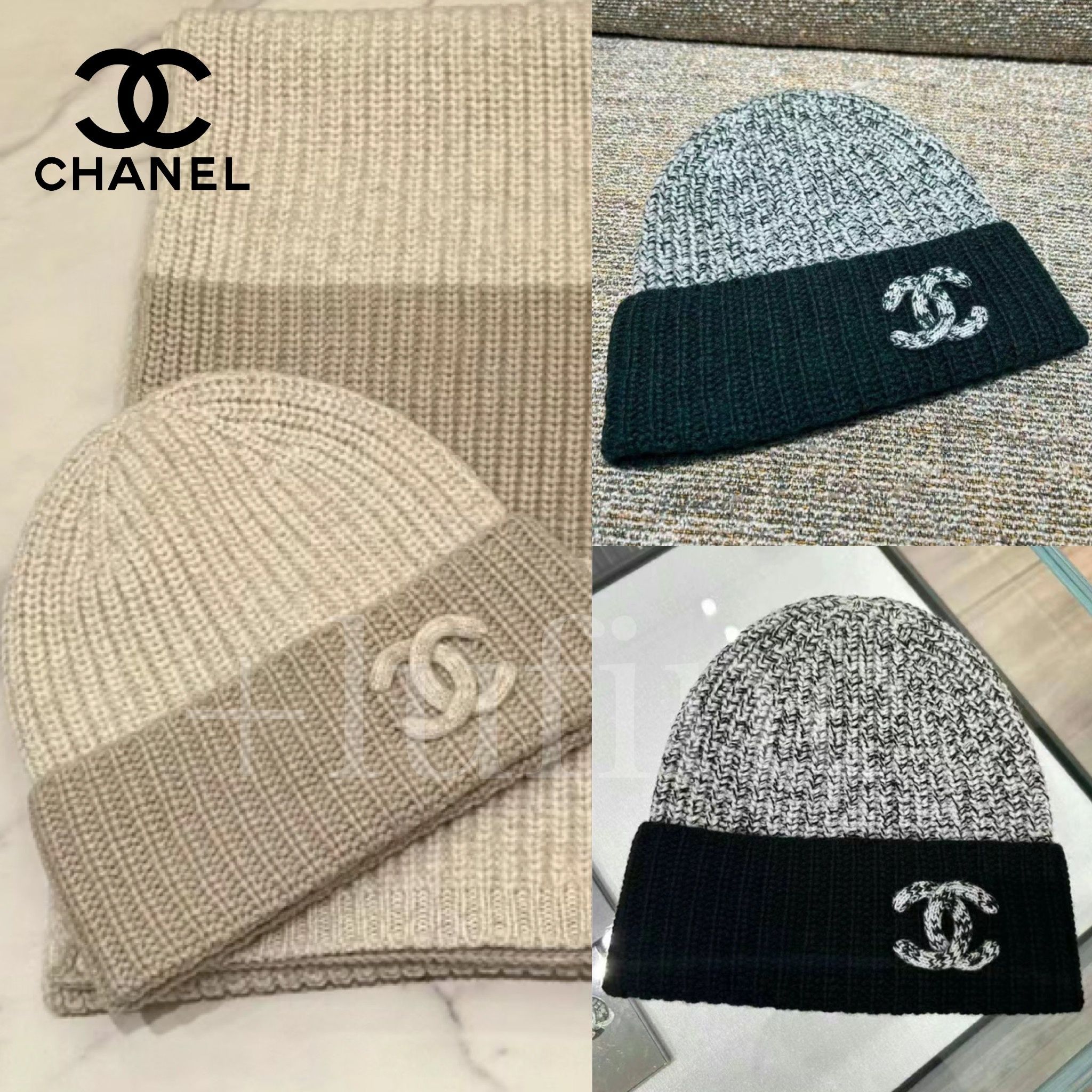 メンズもOK☆コントラストが印象的！】CHANEL ニット帽 (CHANEL/ニット