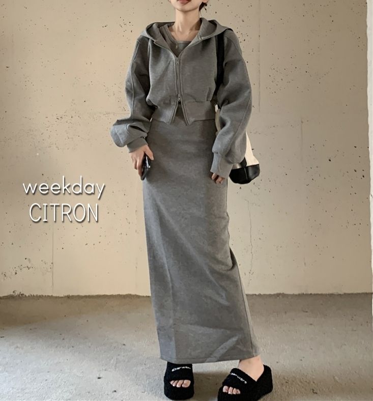 セットアップ クロップドパーカー キャミワンピース 韓国 cr4611