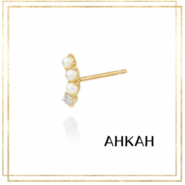 AHKAH アーカー ピアス スノーペレッツ 18K ダイヤ パール 国内 (AHKAH
