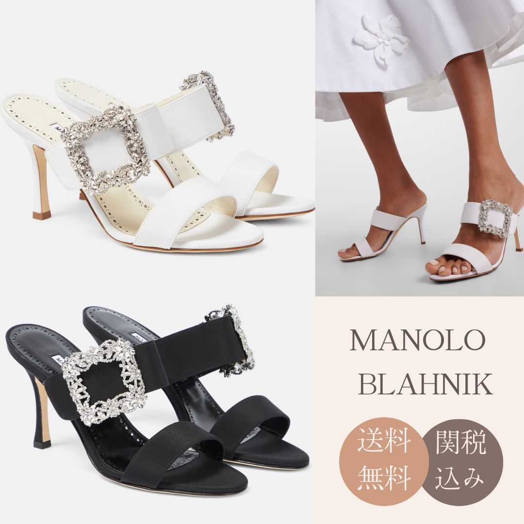 Manolo Blahnik】Gable Jewel サテンサンダル (Manolo Blahnik