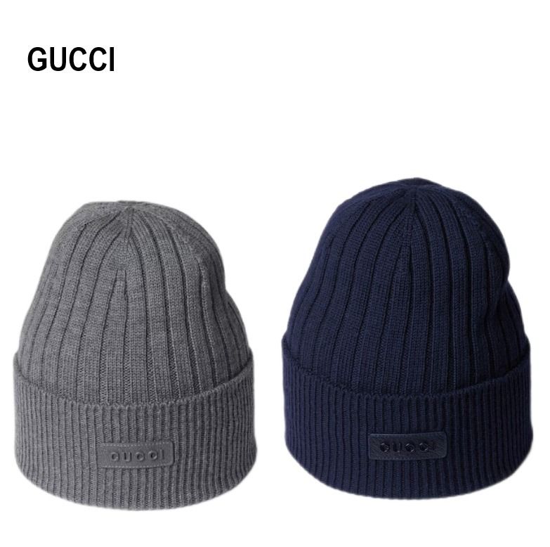 GUCCI】グッチ ウール リブ ロゴ入り ニット帽/ビーニー (GUCCI/ニット