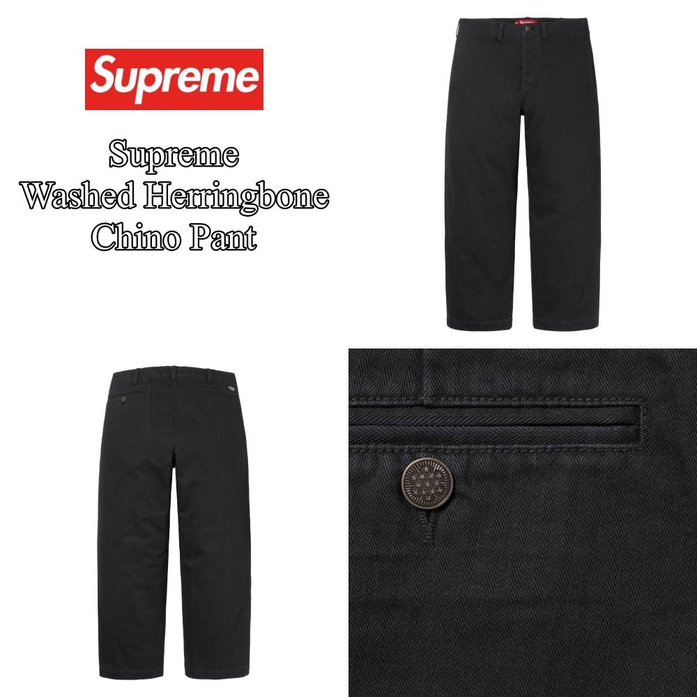 Supreme】Washed Herringbone Chino Pant☆Black☆24FW☆ (Supreme