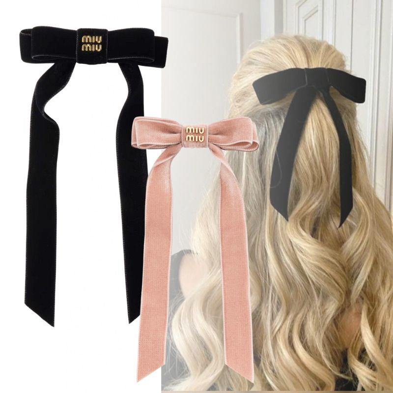 MiuMiu ミュウミュウ ヘアクリップ ベルベット ロゴ リボン (MiuMiu