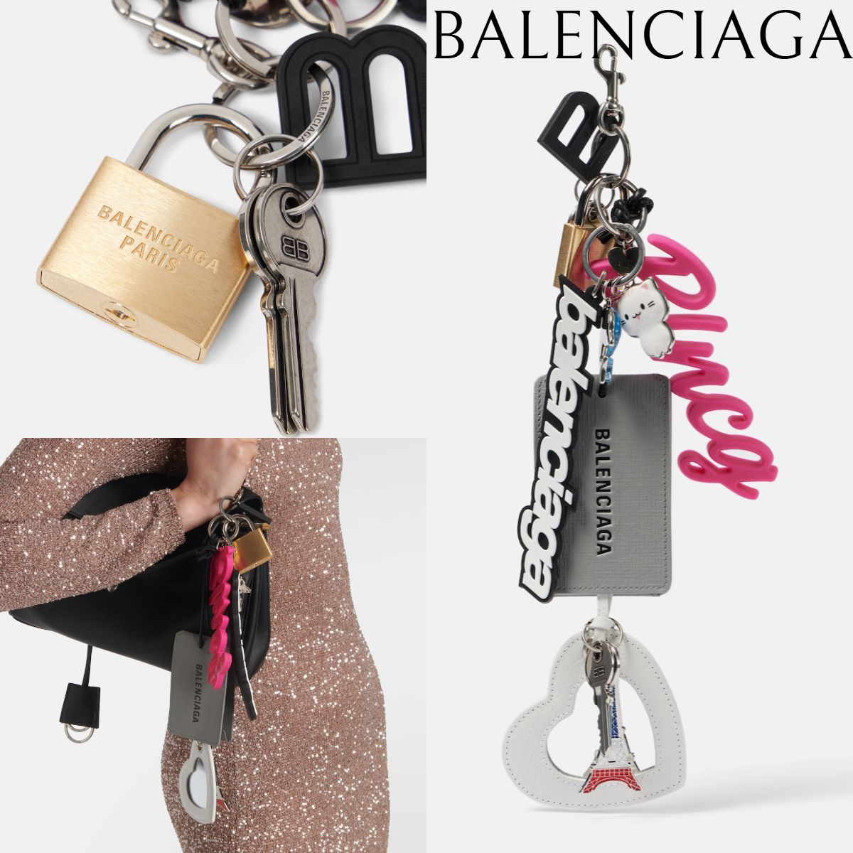 BALENCIAGA*バッグチャーム ハート鏡付 SLG 鍵 (BALENCIAGA/バッグ
