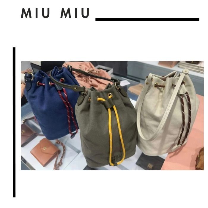 MIU MIU（ミュウミュウ）○ギャバジン 巾着ポーチ ハンドバッグ