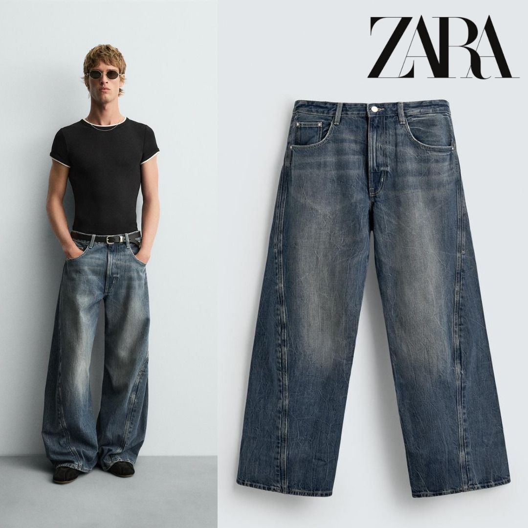 ZARA］バギーフィットツイストシームデニムパンツ (ZARA/デニム