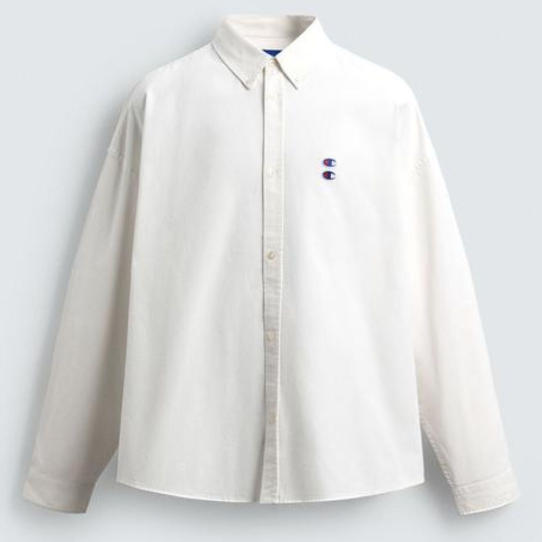ZARA］CHAMPION X ZARA パッチ付きオックスフォードシャツ (ZARA