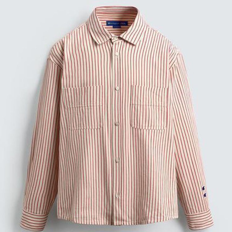 ZARA】ストライプ柄パッチシャツ CHAMPION X ZARA (ZARA/シャツ) 7446