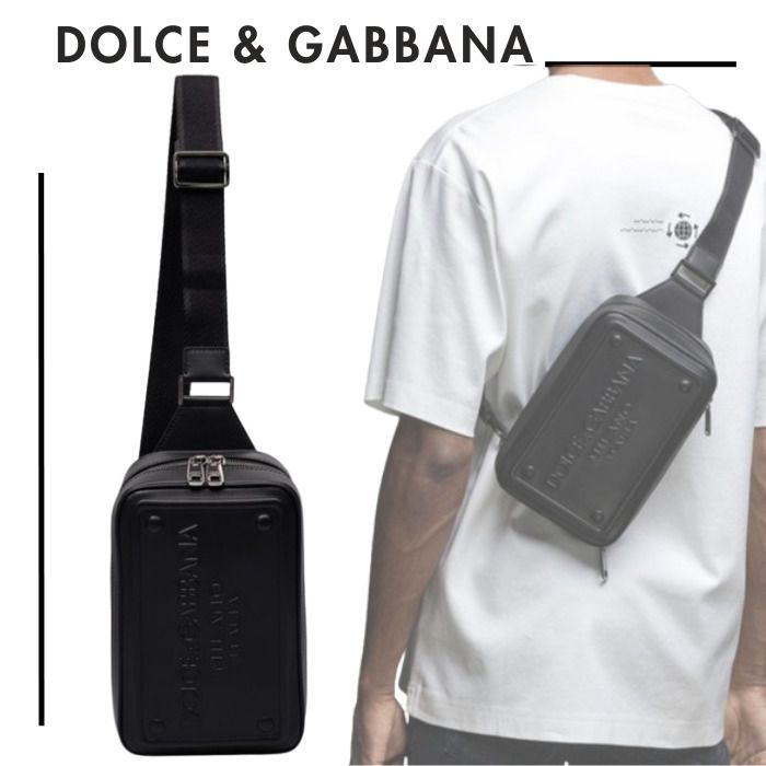 D&G○洗練 岩本照着用 ロゴ入 レザー ウェスト ボディバッグ (Dolce