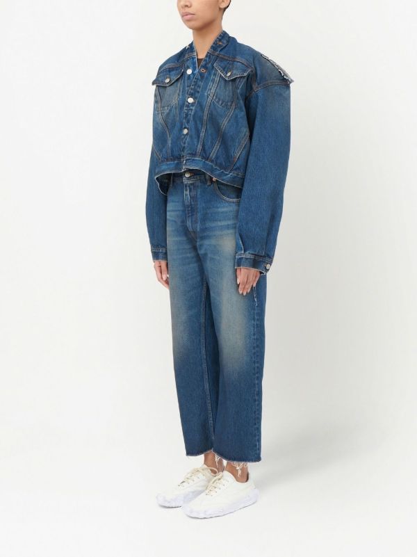 MM6 Maison Margiela ノーカラー デニムジャケット | ブルー | FARFETCH JP