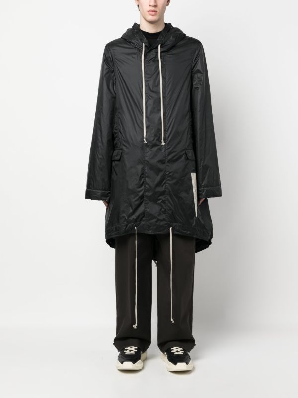 Rick Owens DRKSHDW Fishtail Hooded Raincoat | Black | FARFETCH