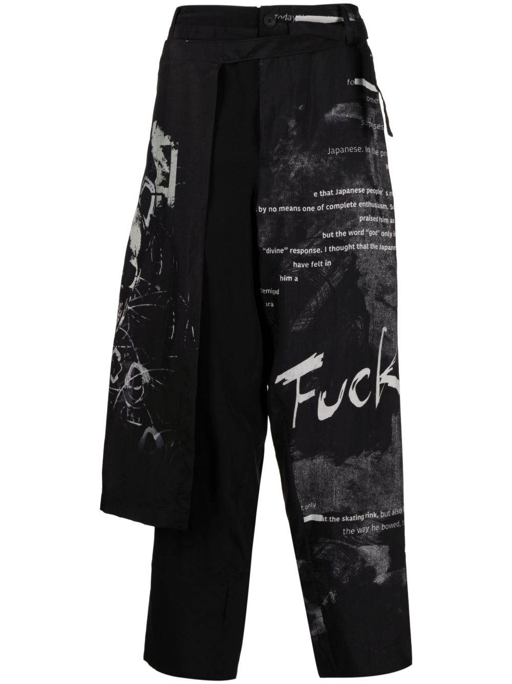 Yohji Yamamoto overlapping-panel straight-leg Trousers | Black
