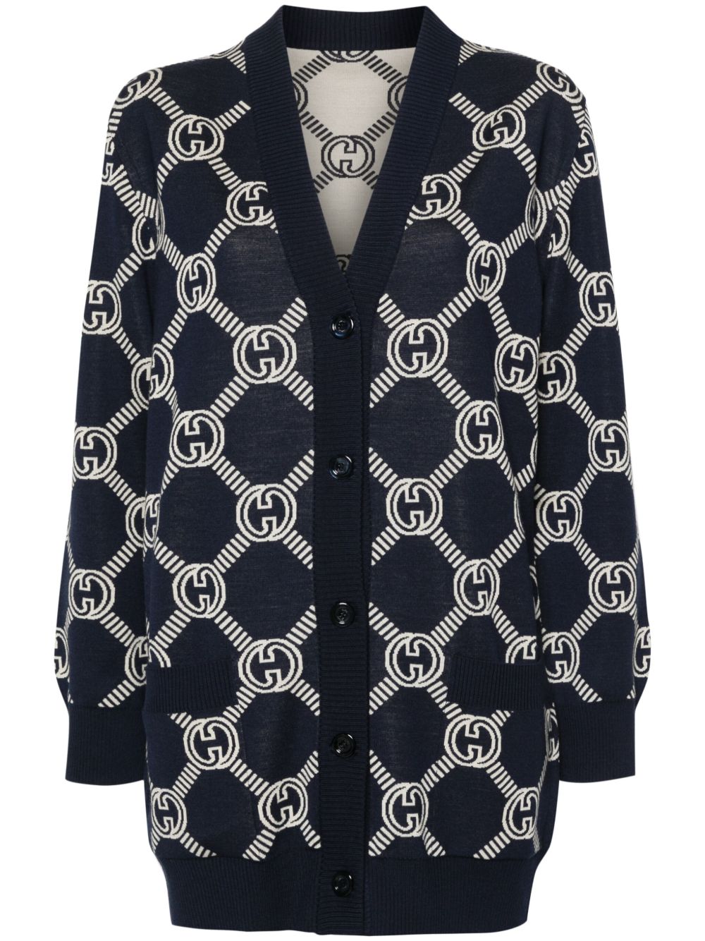 Gucci GG-jacquard Reversible Cardigan | Blue | FARFETCH